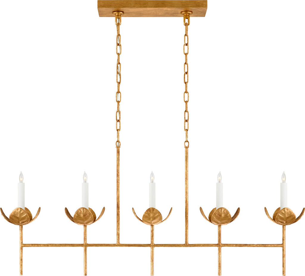 Illana Large Linear Chandelier | Antique Gold Leaf