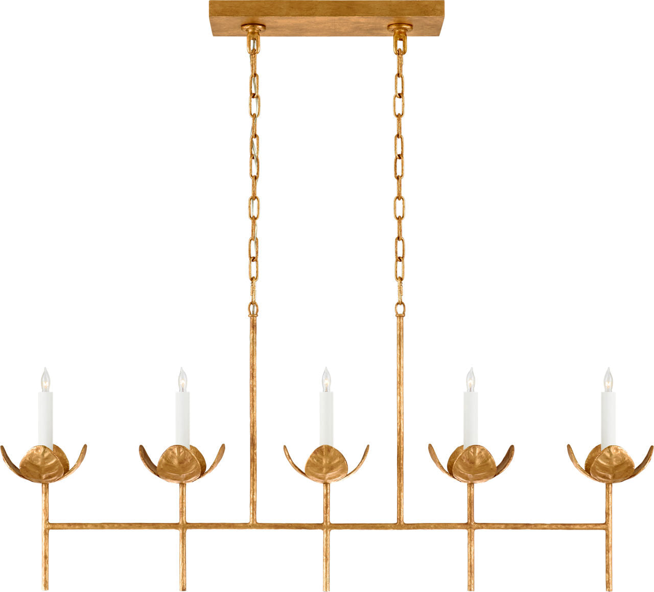 Illana Large Linear Chandelier | Antique Gold Leaf