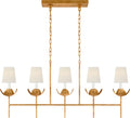 Illana Large Linear Chandelier | Antique Gold Leaf | Linen Shade