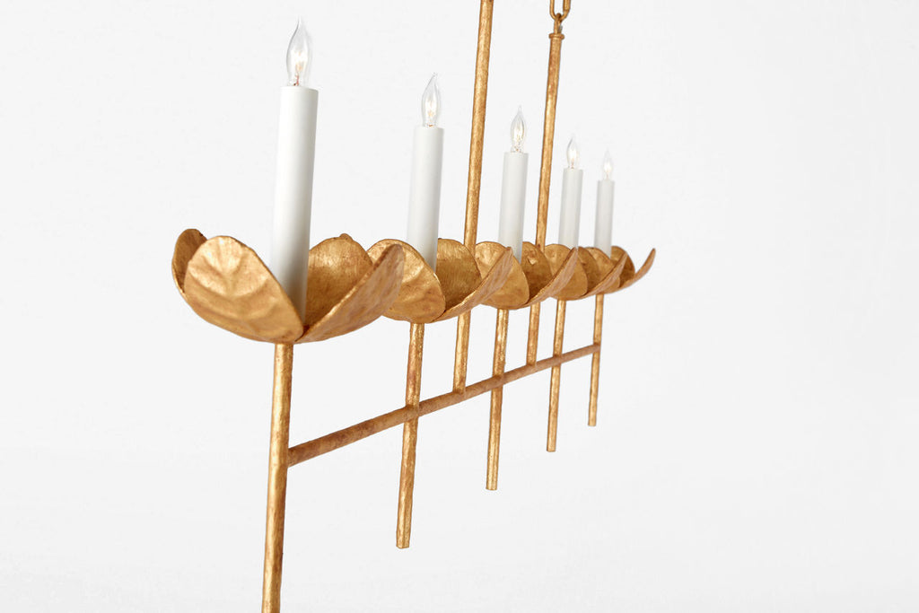Illana Large Linear Chandelier | Antique Gold Leaf