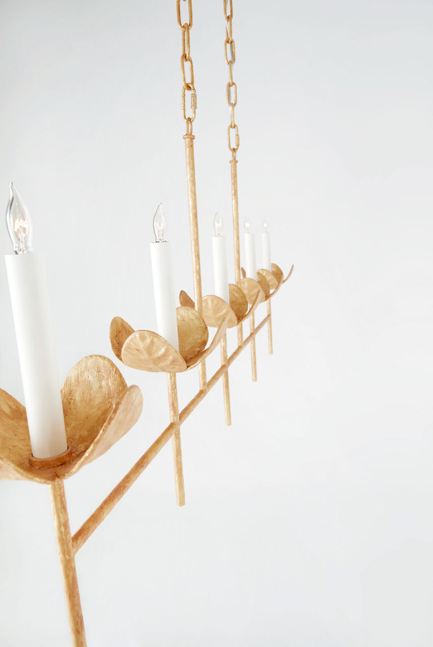 Illana Large Linear Chandelier | Antique Gold Leaf