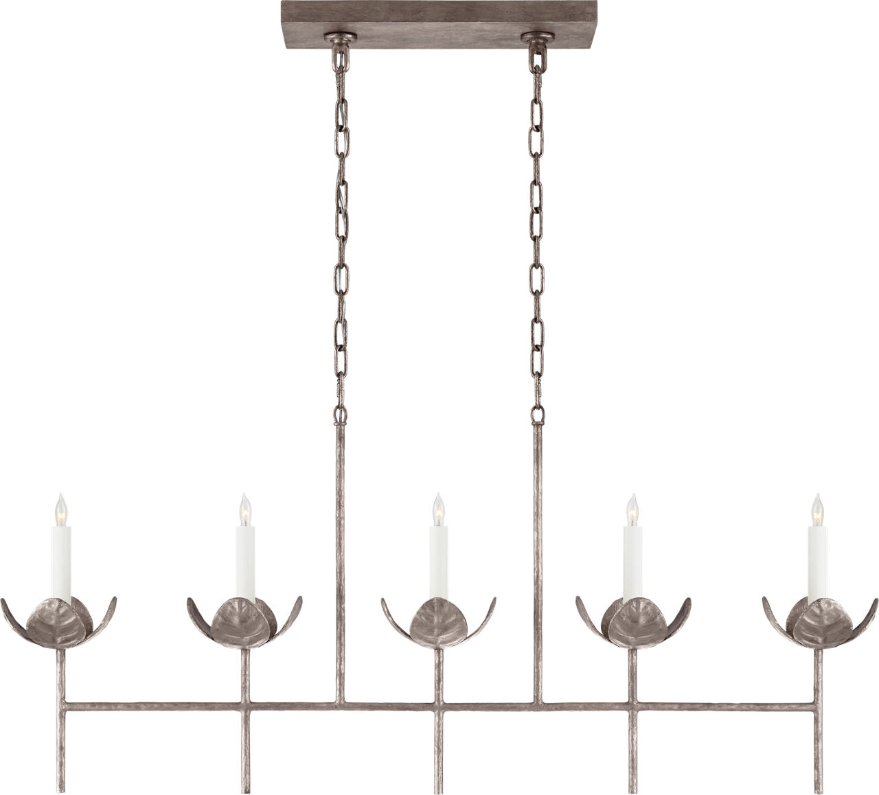 Illana Large Linear Chandelier | Burnished Silver Leaf