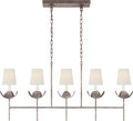 Illana Large Linear Chandelier | Burnished Silver Leaf | Linen Shade