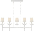 Illana Large Linear Chandelier | Plaster White | Linen Shade