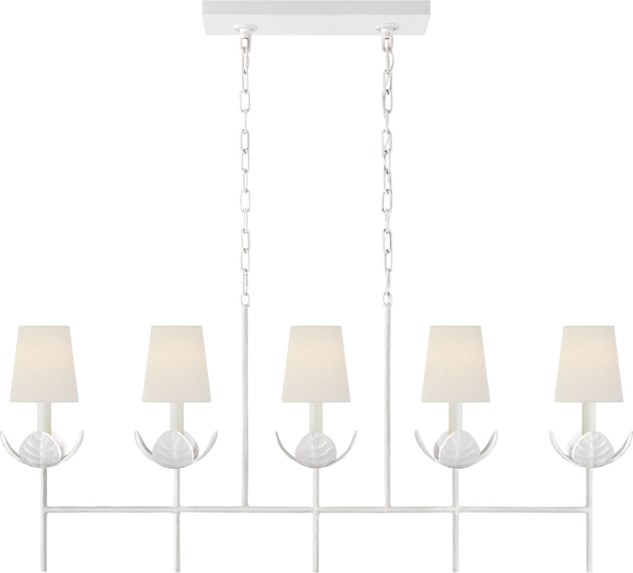 Illana Large Linear Chandelier | Plaster White | Linen Shade