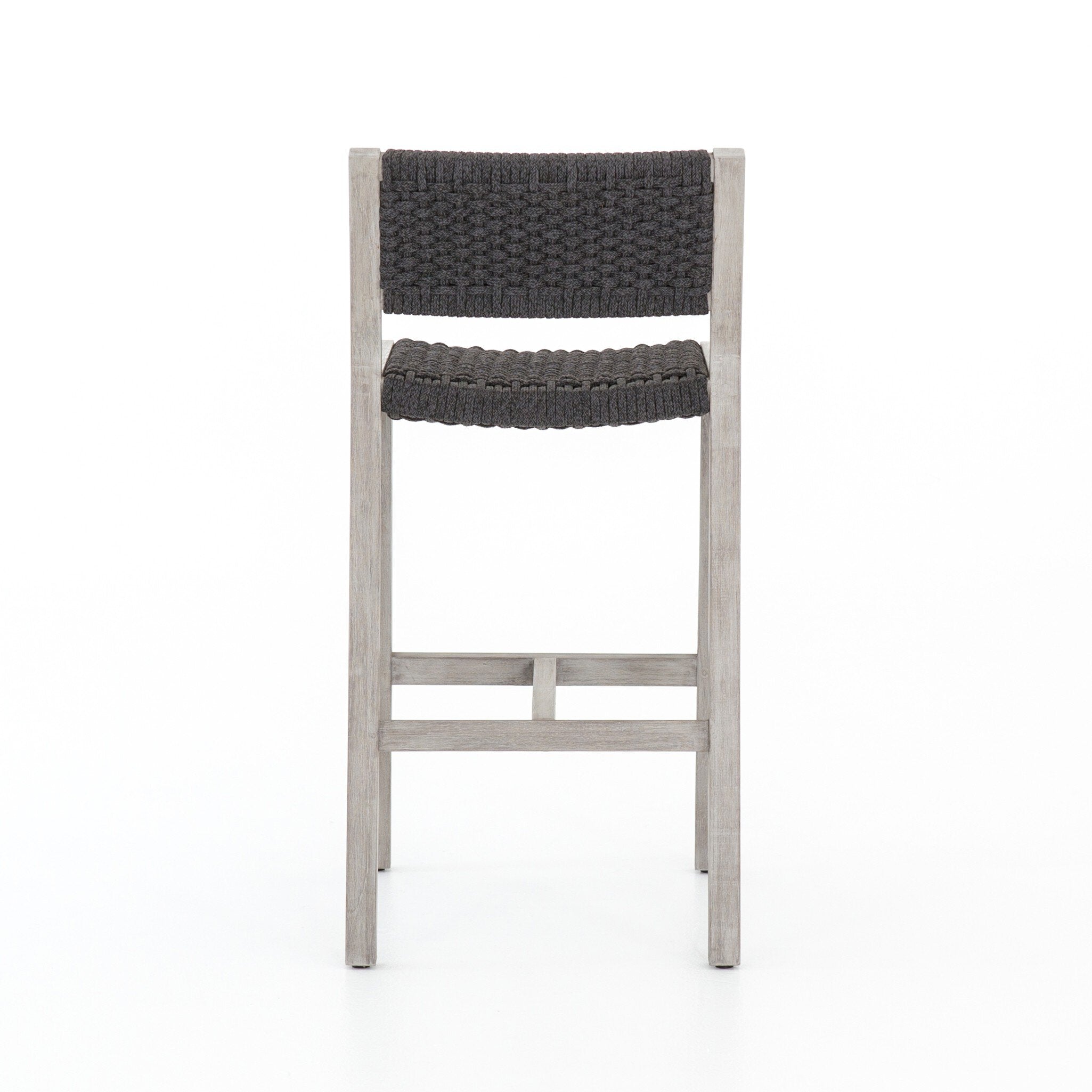 Delano Outdoor Bar Stool - Thick Dark Grey Rope | Weathered Grey