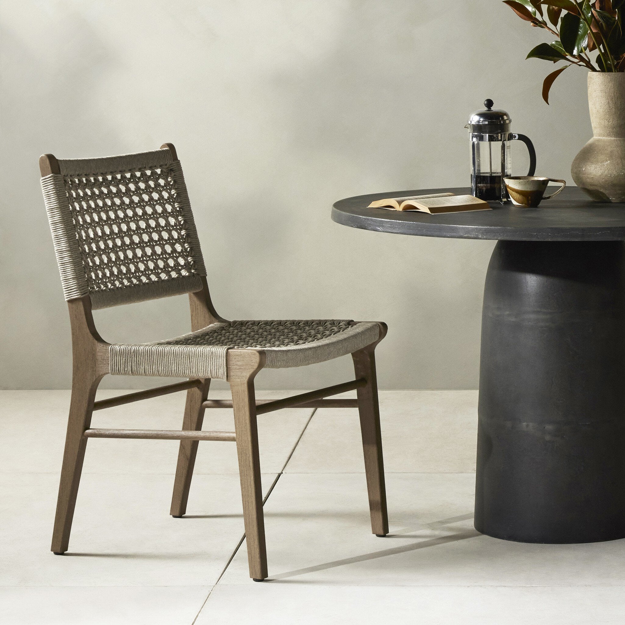Delmar Outdoor Dining Chair - Ivory Rope | Washed Brown