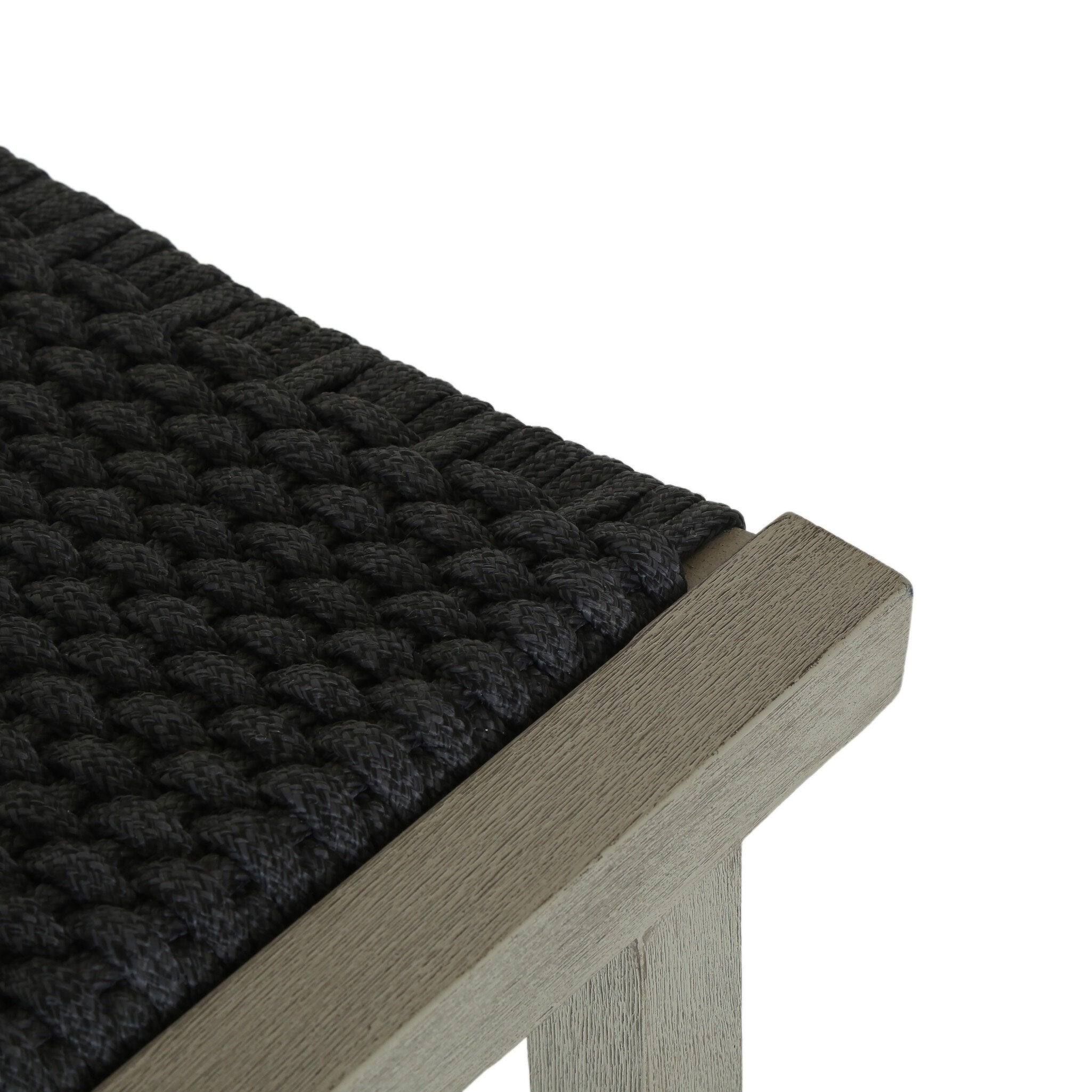 Delano Outdoor Counter Stool - Thick Dark Grey Rope | Weathered Grey