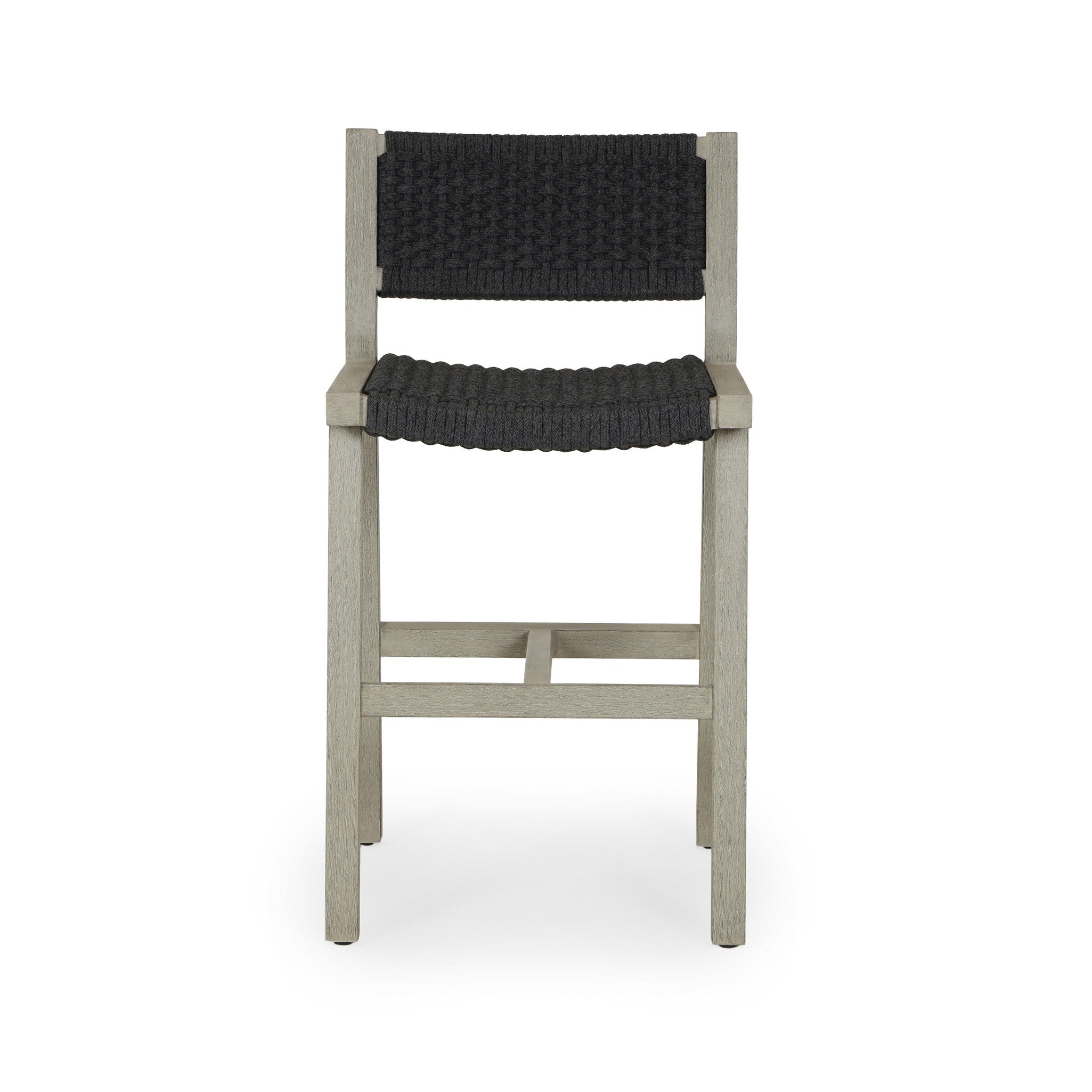 Delano Outdoor Counter Stool - Thick Dark Grey Rope | Weathered Grey