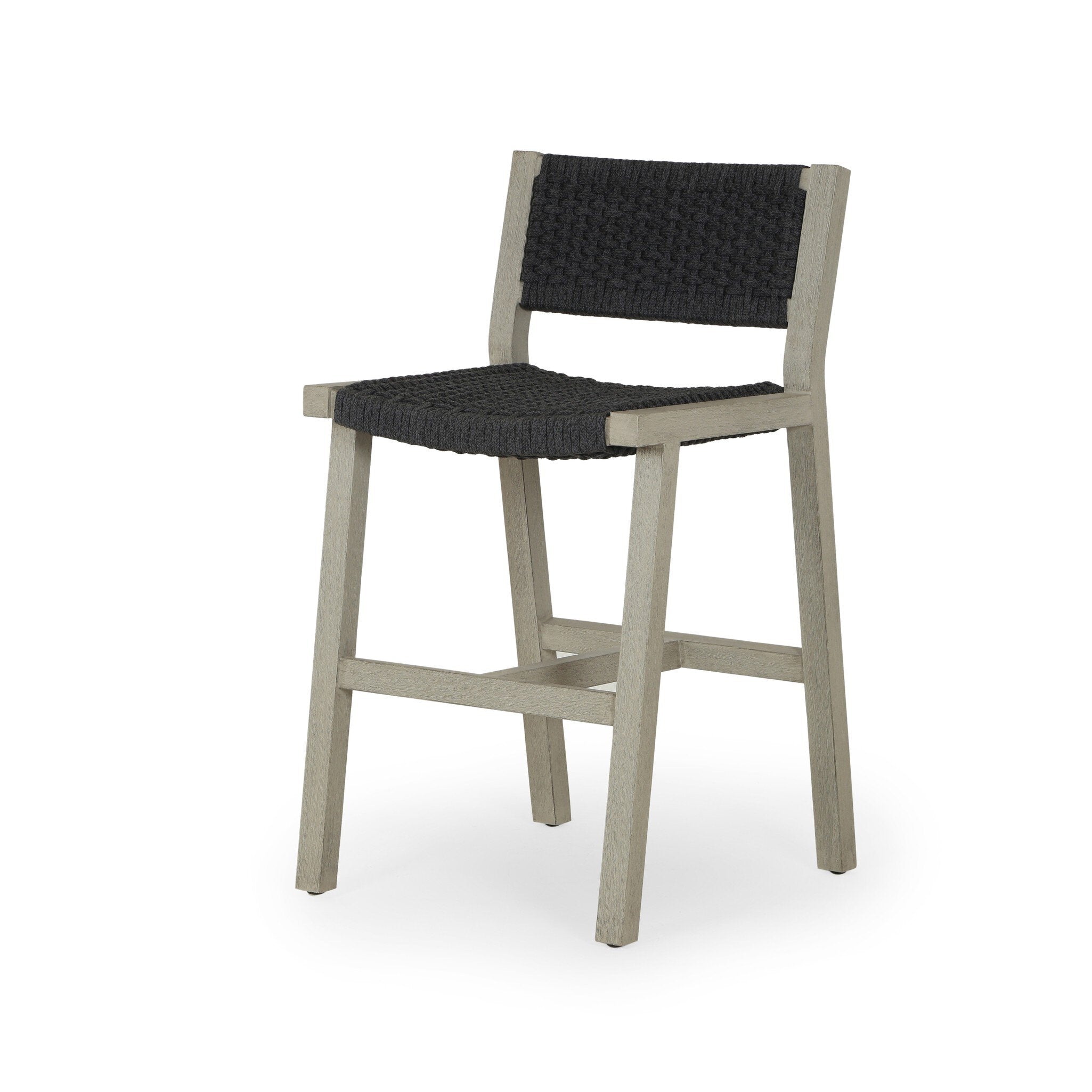 Delano Outdoor Counter Stool - Thick Dark Grey Rope | Weathered Grey