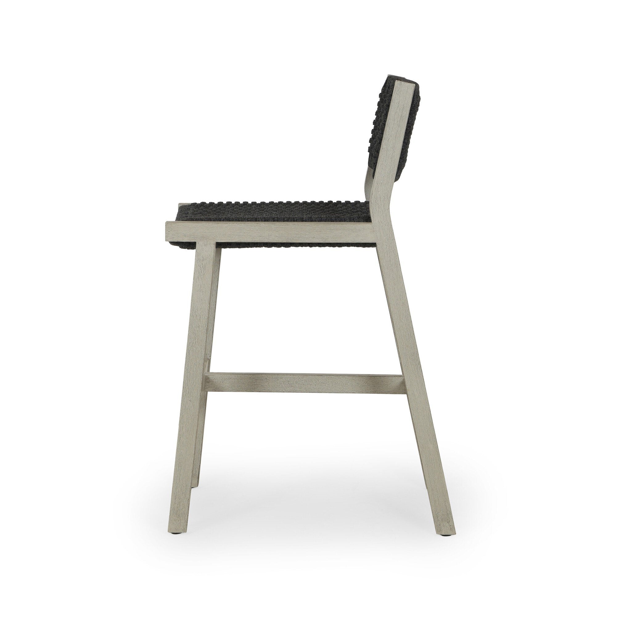 Delano Outdoor Counter Stool - Thick Dark Grey Rope | Weathered Grey