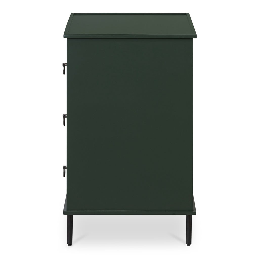 Reagan 3 Drawer Nightstand Deep Green