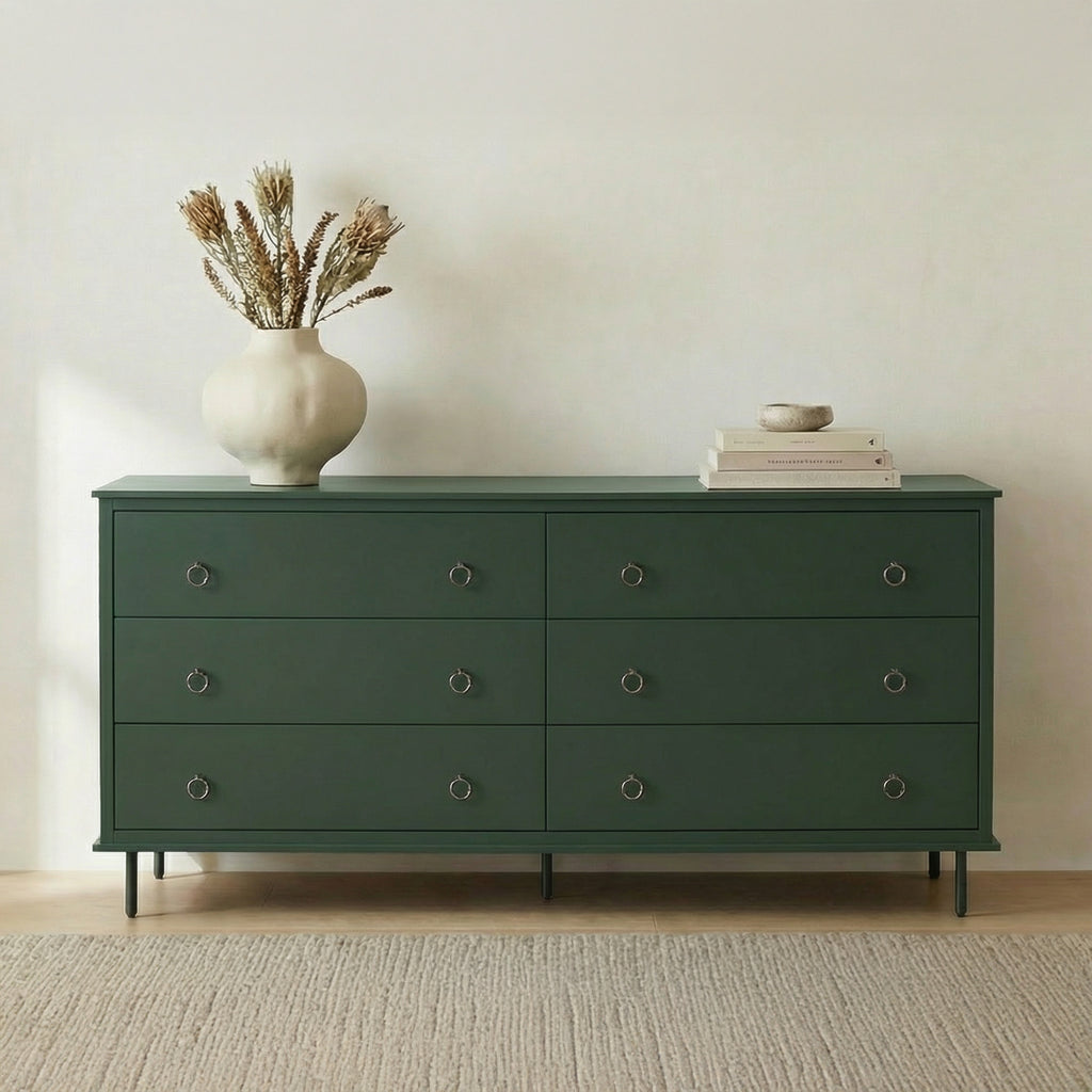 Reagan 6 Drawer Dresser Deep Green
