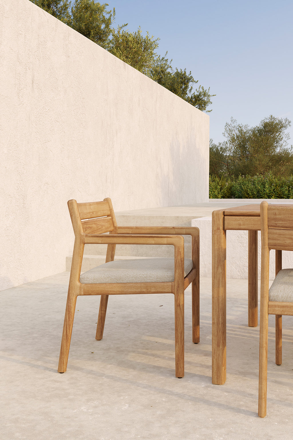 Jack Outdoor Dining Chair | Teak | Natural Fabric | With Arms
