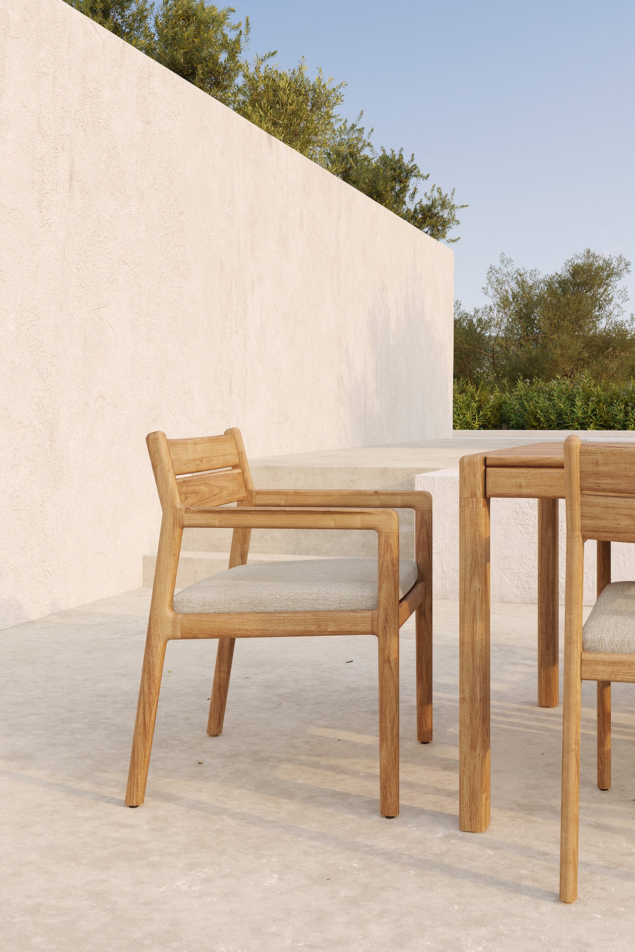 Jack Outdoor Dining Chair | Teak | Natural Fabric | With Arms