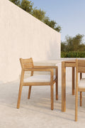 Jack Outdoor Dining Chair | Teak | Off White Fabric | With Arms