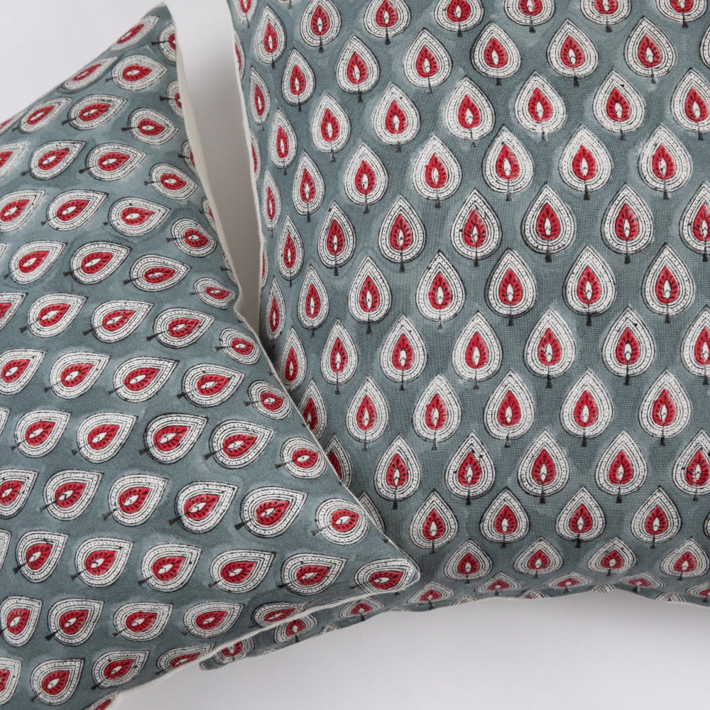 Polki Teal on white Pillow