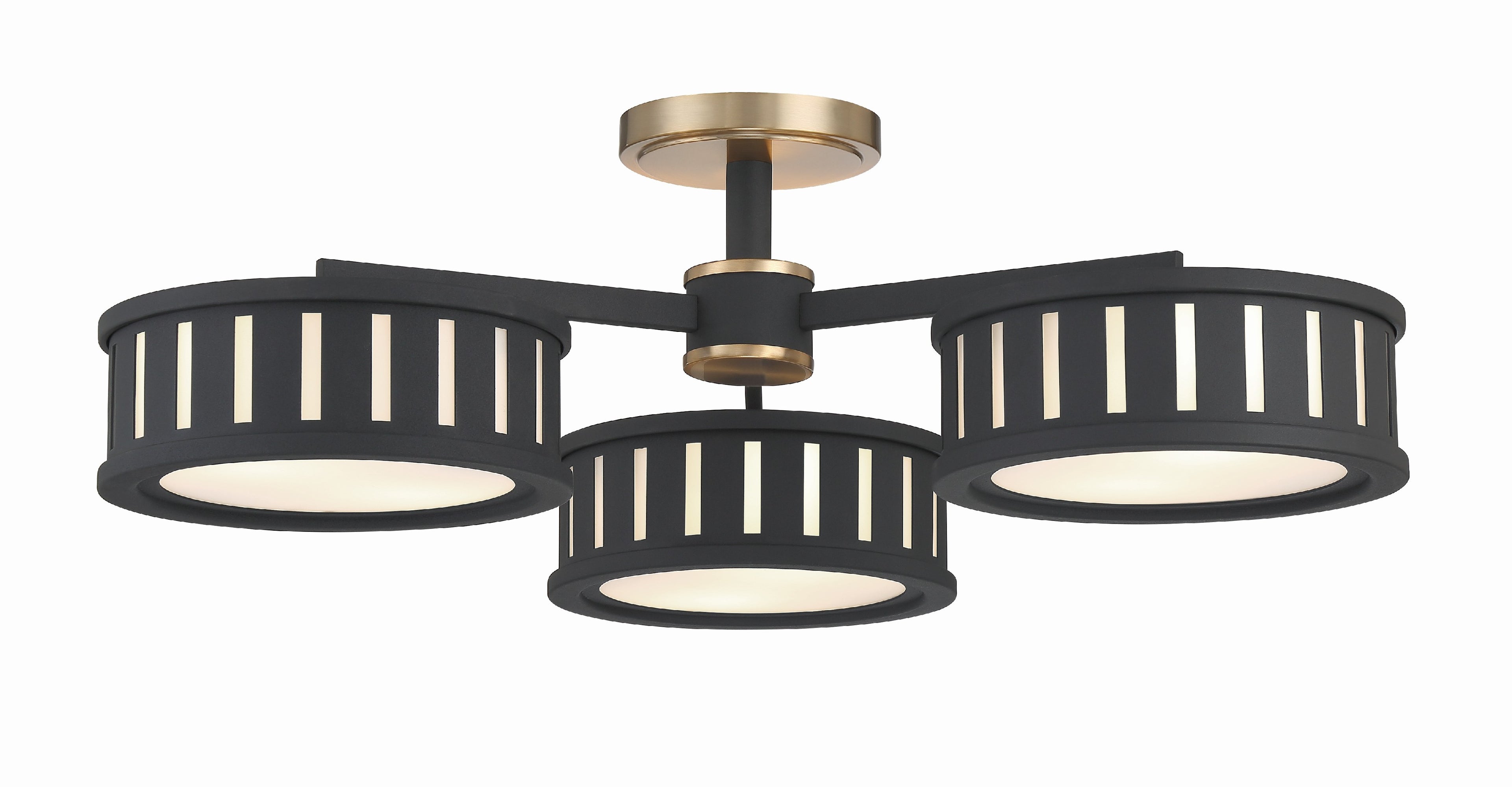 Kendal 29.25'' Vibrant Gold + Black Forged Semi Flush Mount