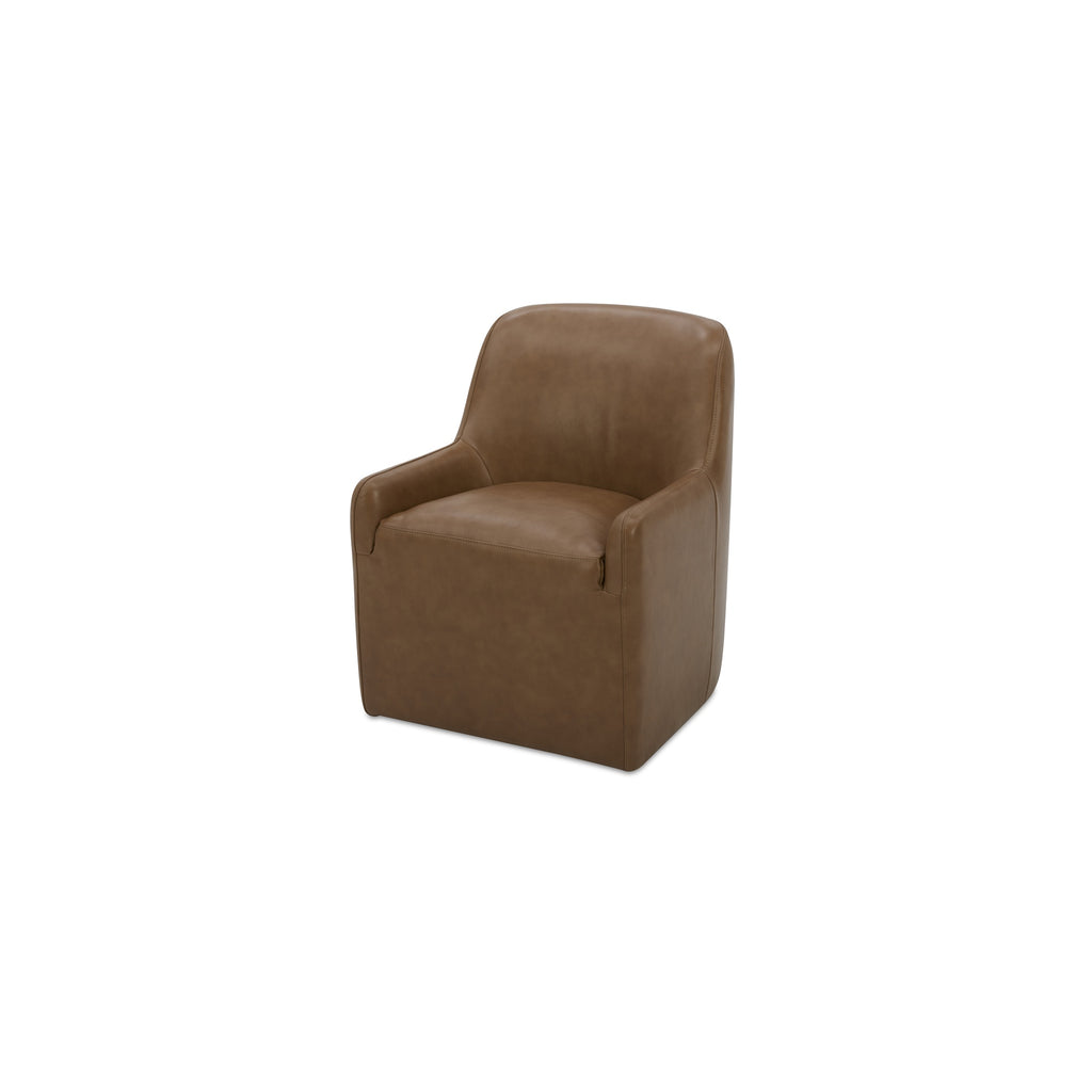 Maisie Rolling Dining Chair Tan Leather