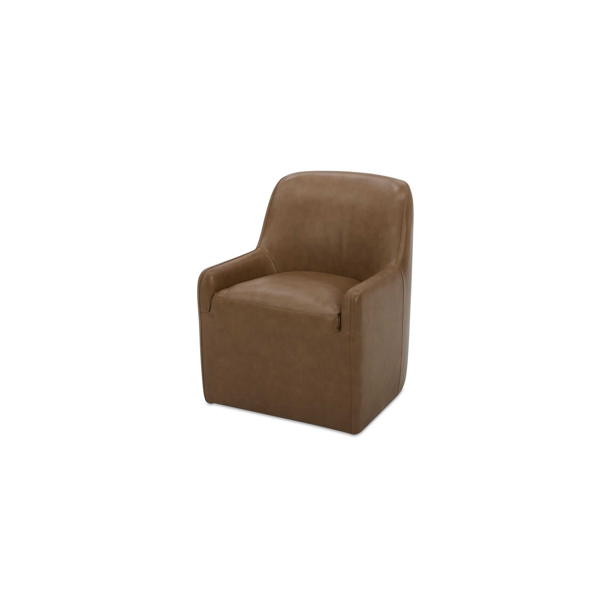 Maisie Rolling Dining Chair Tan Leather