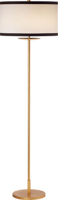 Walker Medium Floor Lamp | Gild | Cream Linen Shade | Black Linen Trim