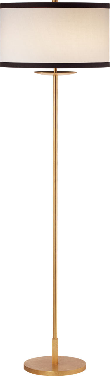 Walker Medium Floor Lamp | Gild | Cream Linen Shade | Black Linen Trim