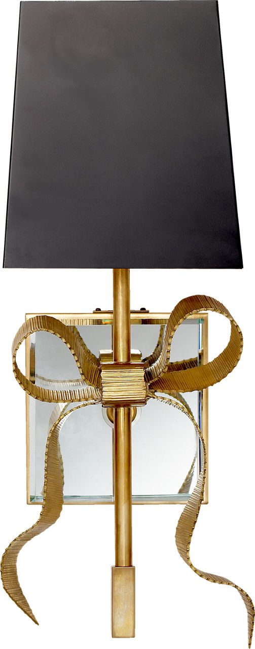Ellery Gros-Grain Bow Small Sconce | Soft Brass | Matte Black Shade