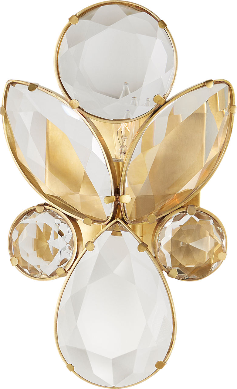 Lloyd Small Jeweled Sconce | Soft Brass | Clear Crystal