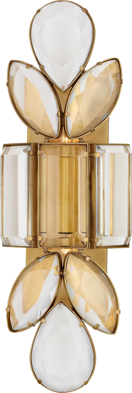 Lloyd Large Jeweled Sconce | Soft Brass | Clear Crystal