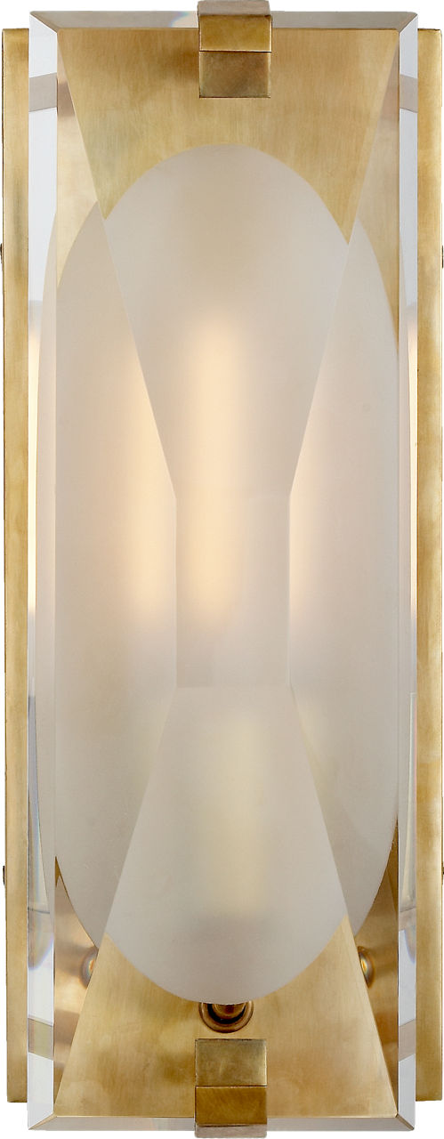 Castle Peak Small Bath Sconce | Soft Brass | Etched Clear Glass