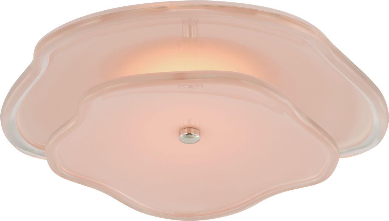 Leighton 14" Layered Flush Mount | Polished Nickel | Blush Tinted Glass