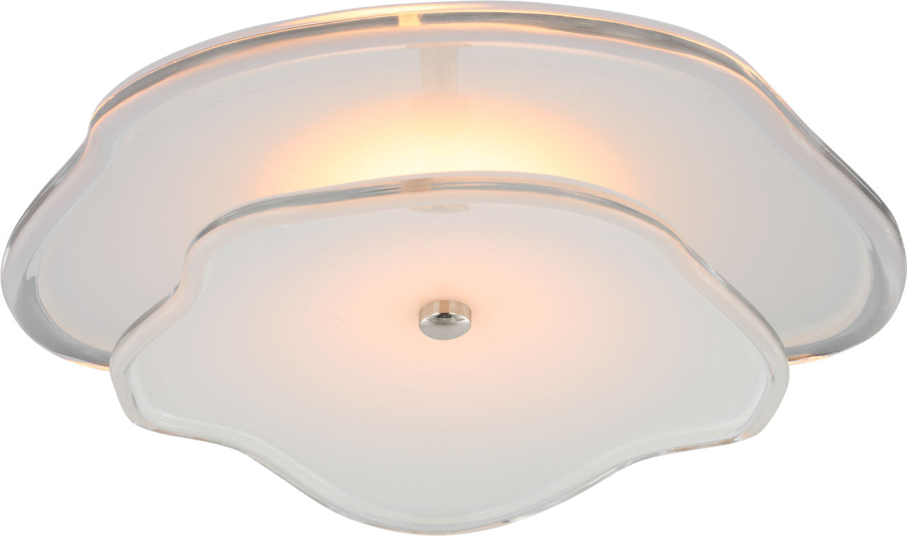 Leighton 14" Layered Flush Mount | Polished Nickel | Cream Tinted Glass