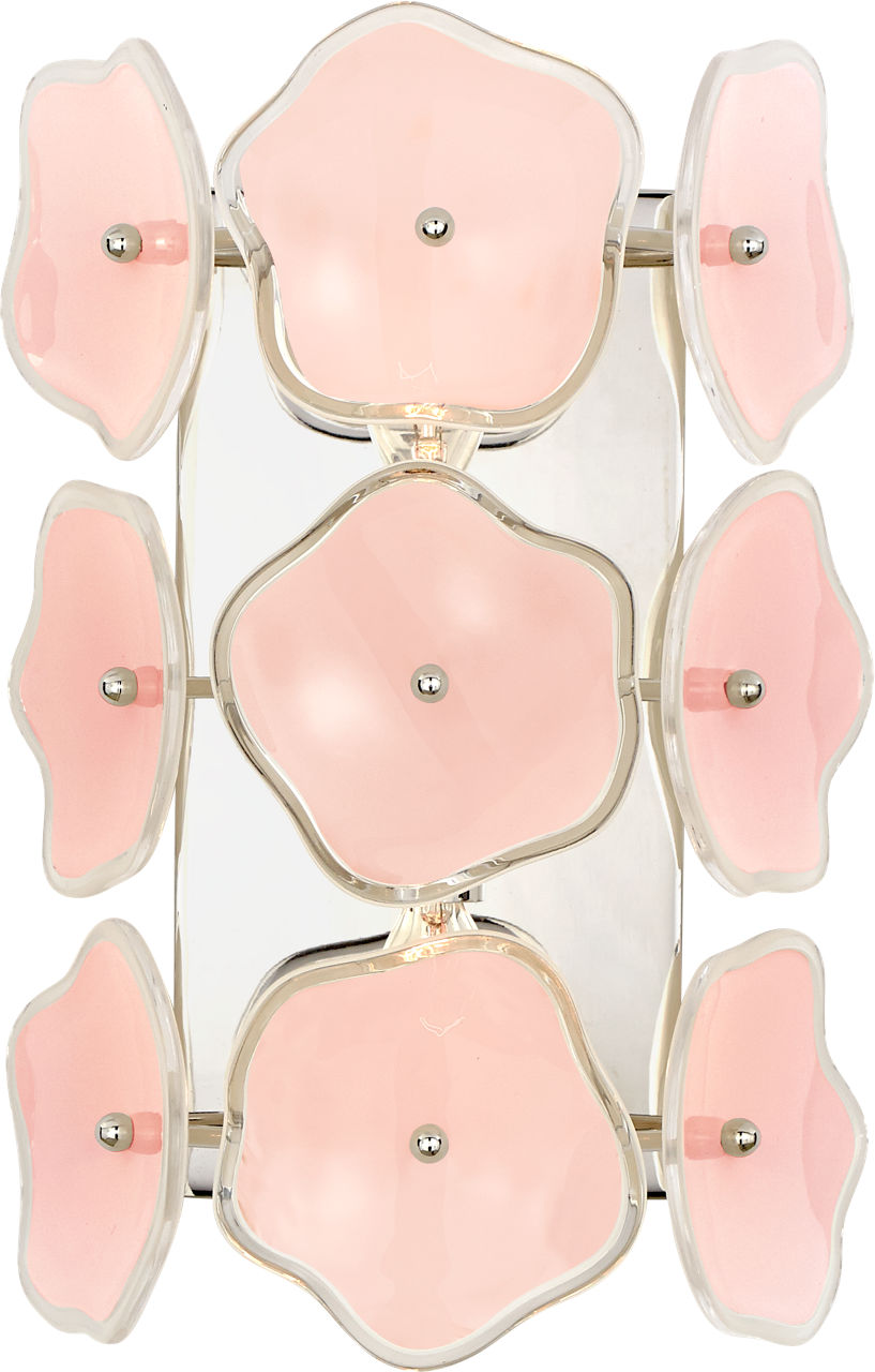 Leighton Small Sconce | Polished Nickel | Blush Tinted Glass