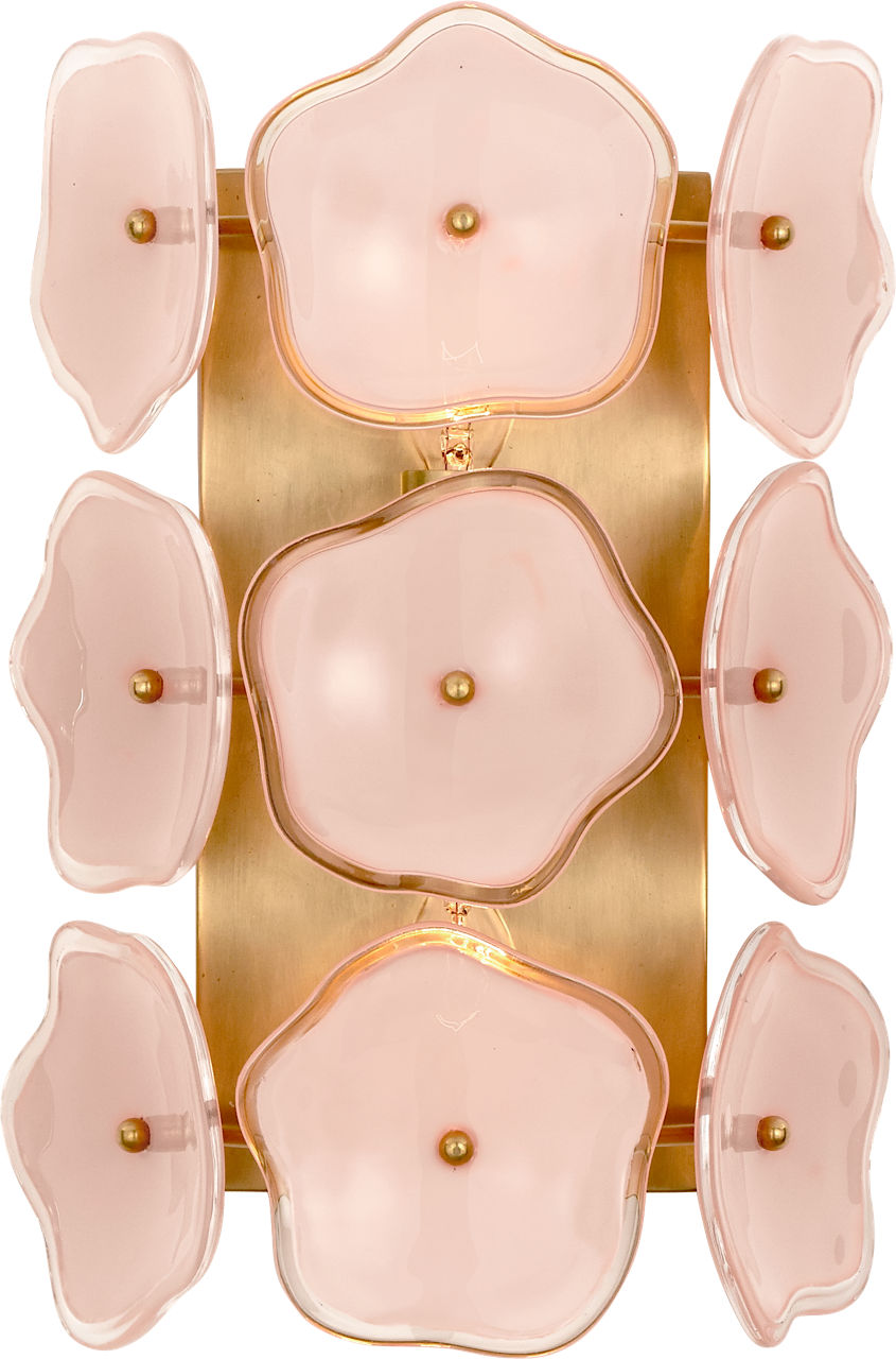 Leighton Small Sconce | Soft Brass | Blush Tinted Glass