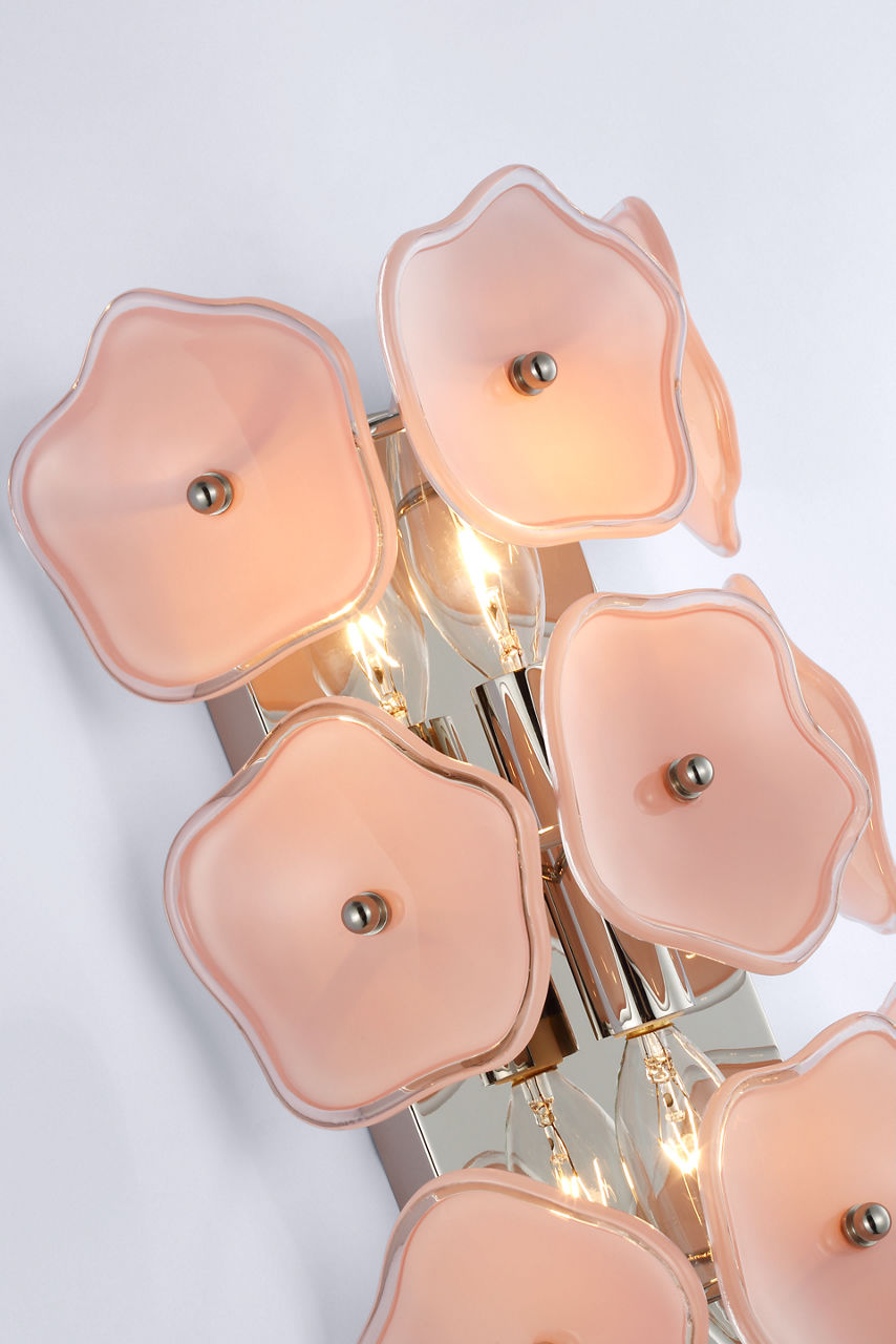 Leighton 20" Sconce | Polished Nickel | Blush Tinted Glass