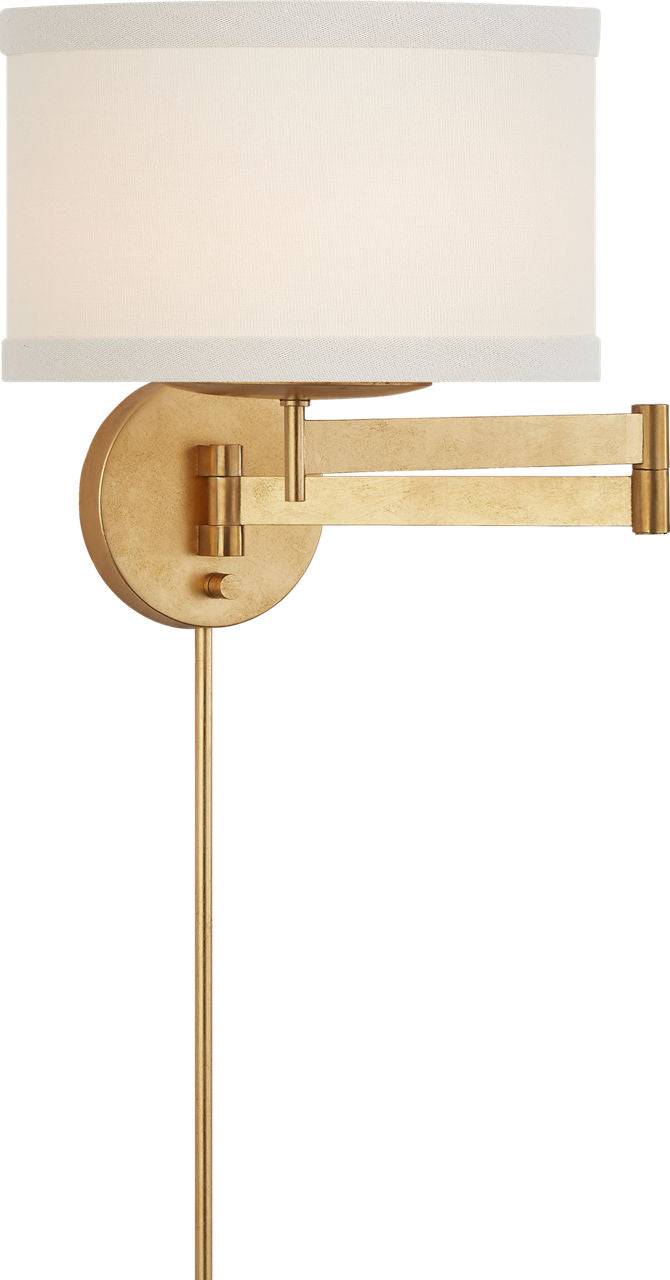 Walker Swing Arm Sconce | Gild | Cream Linen Shade