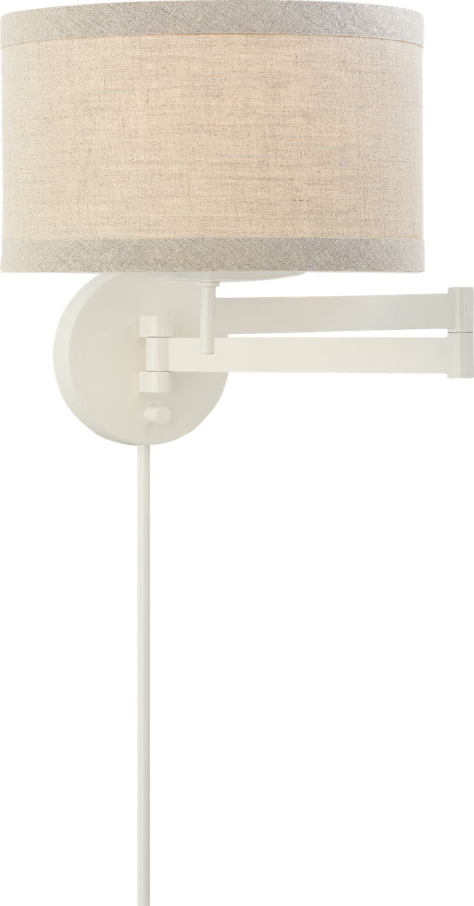 Walker Swing Arm Sconce | Light Cream | Natural Linen Shade