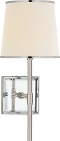 Bradford Medium Sconce | Polished Nickel and Mirror | Cream Linen Shade | Polished Nickel