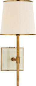 Bradford Medium Sconce | Soft Brass and Cream | Cream Linen Shade | Soft Brass Trim