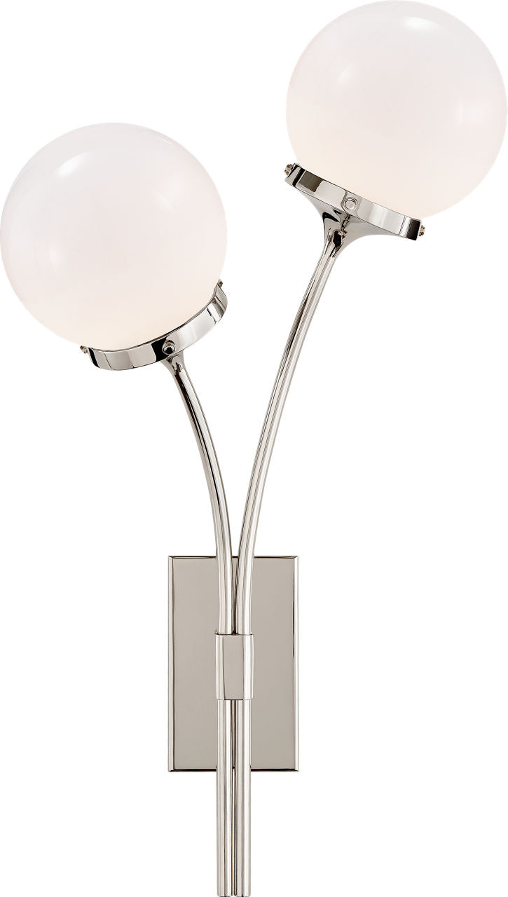 Prescott Left Sconce | Polished Nickel | White Glass