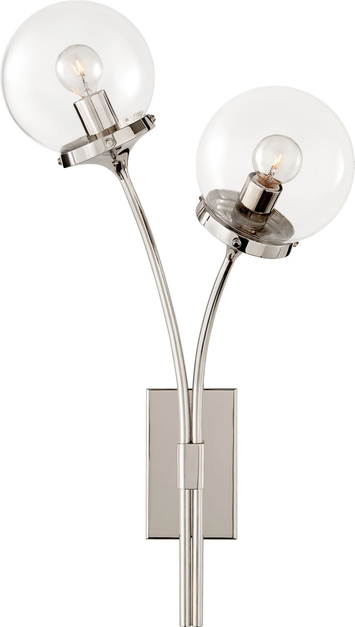 Prescott Right Sconce | Polished Nickel | Clear Glass