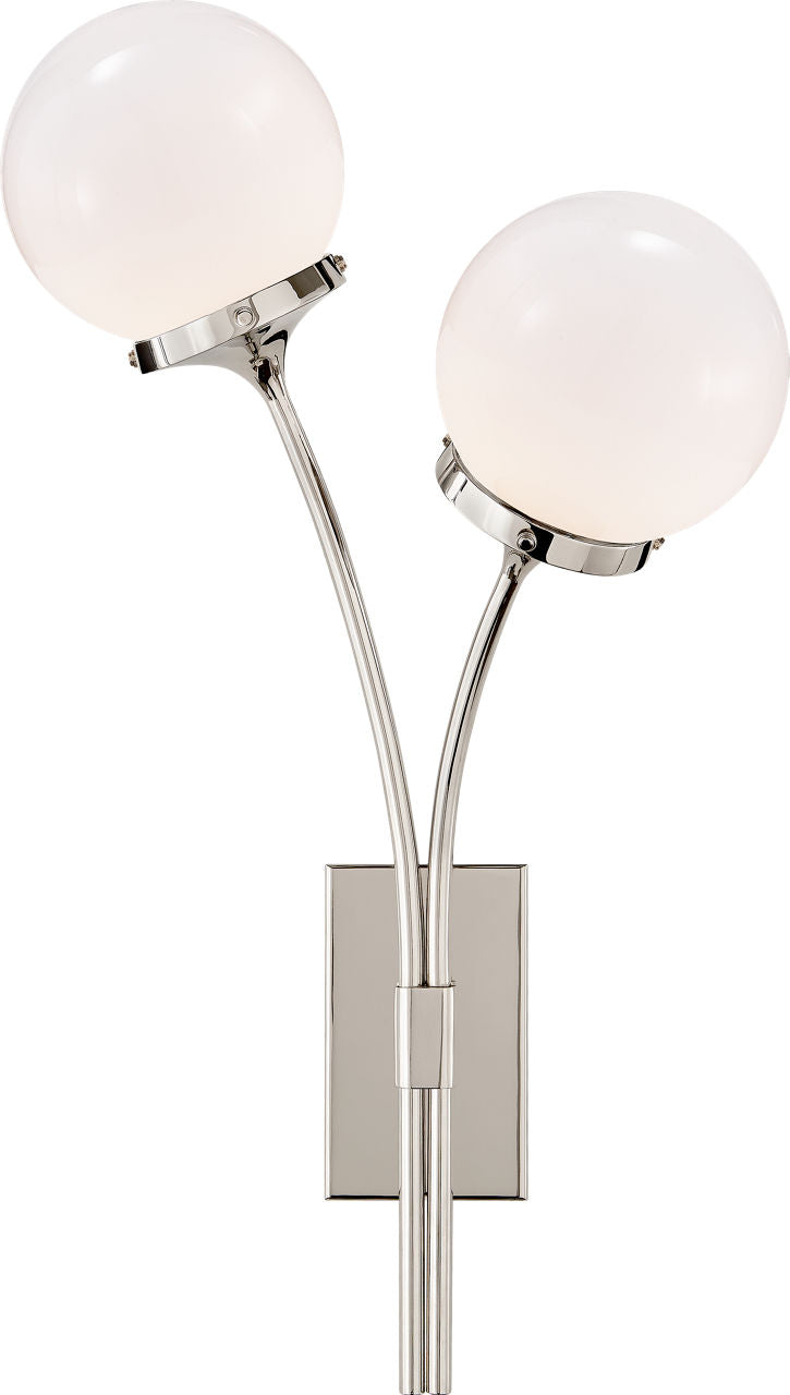 Prescott Right Sconce | Polished Nickel | White Glass