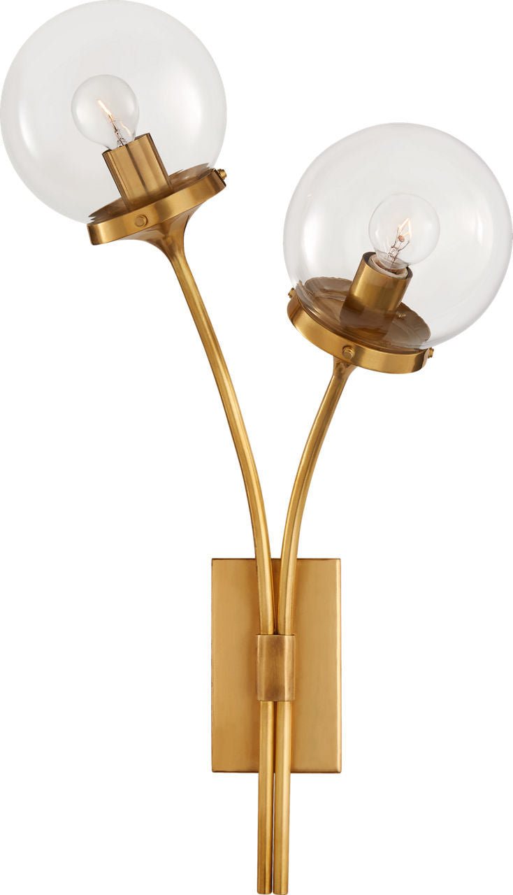 Prescott Right Sconce | Soft Brass | Clear Glass
