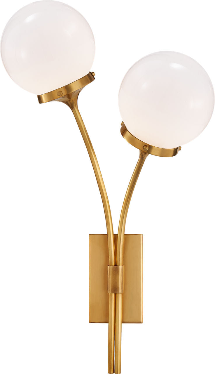 Prescott Right Sconce | Soft Brass | White Glass