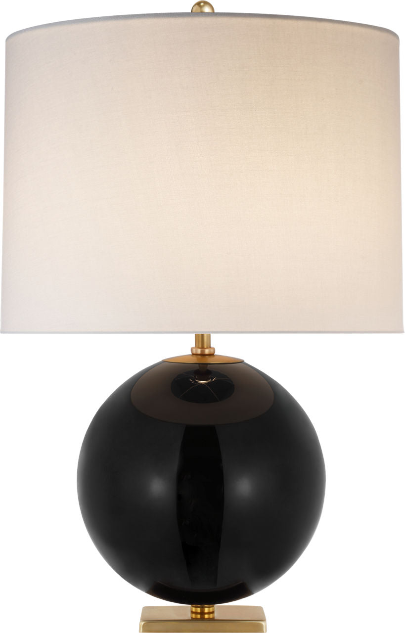 Elsie Table Lamp | Black Reverse Painted Glass | Linen Shade
