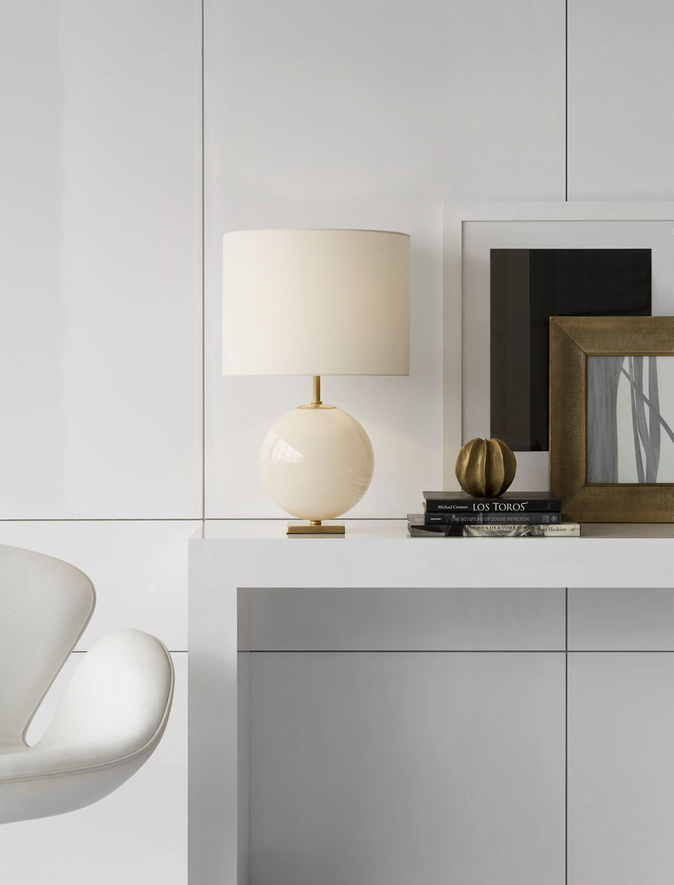Elsie Table Lamp | Blush Painted Glass | Cream Linen Shade