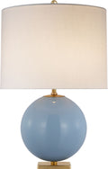 Elsie Table Lamp | Blue Painted Glass | Linen Shade