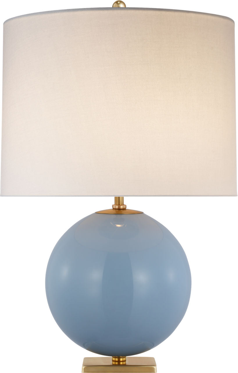 Elsie Table Lamp | Blue Painted Glass | Linen Shade