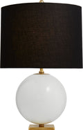 Elsie Table Lamp | Cream Reverse Painted Glass | Black Linen Shade