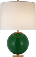Elsie Table Lamp | Green Reverse Painted Glass | Linen Shade
